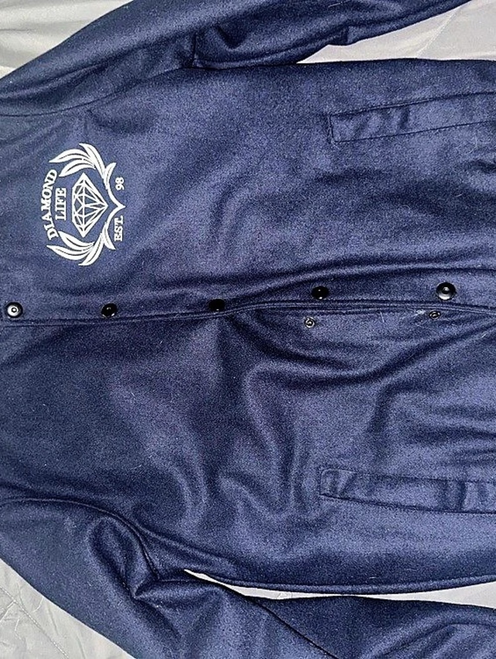 Diamond Supply Co. Diamond Life Varsity Jacket. Men's Blue Medium